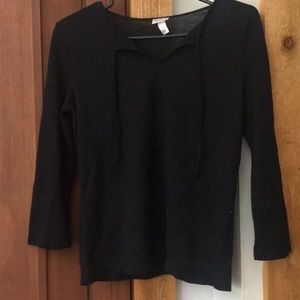 Glittery sheer black top